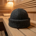 Beanie inside of sauna